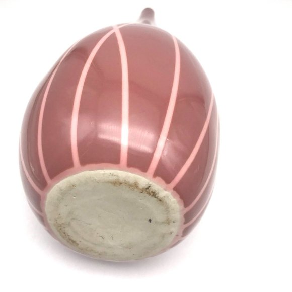 Vintage MCM Ceramic Teardrop Vase with Mod Botanical Design, 12x5 Mauve and Pink - Picture 5 of 5